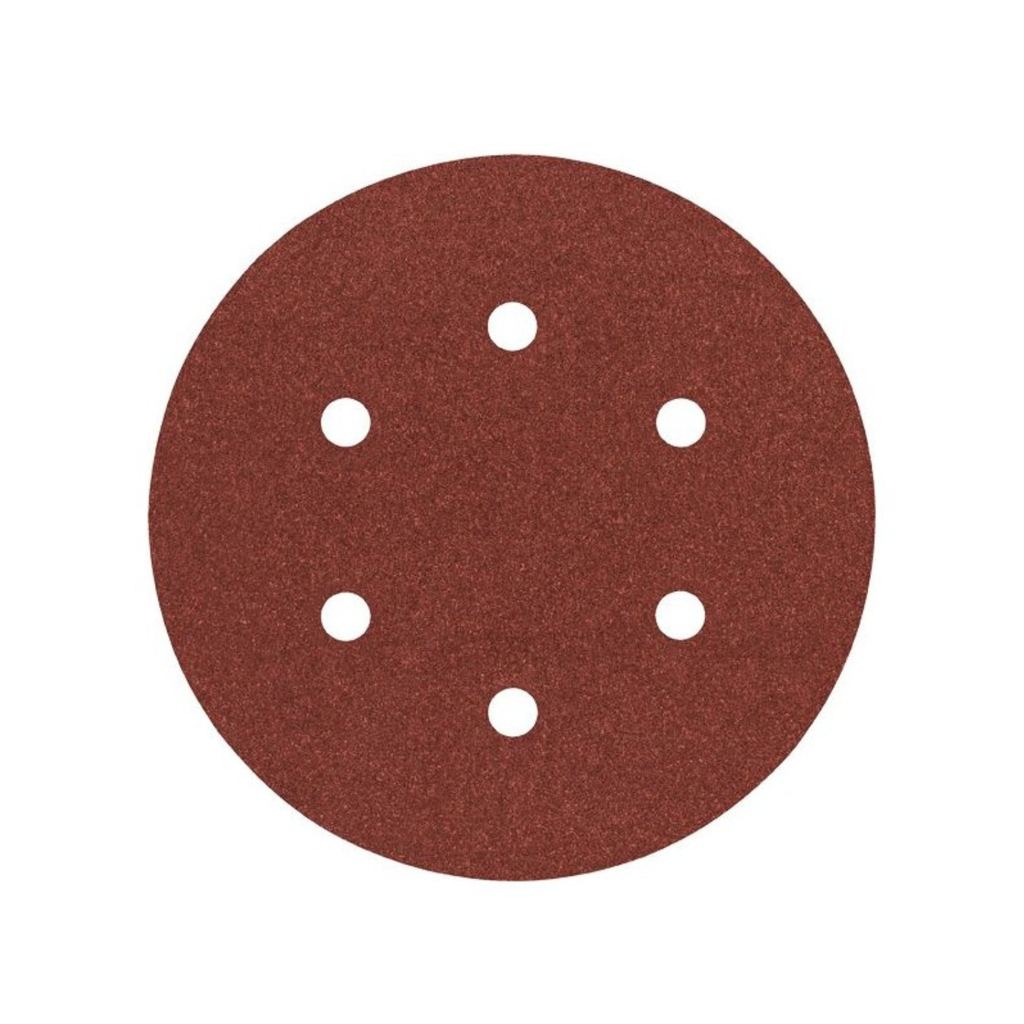 DISCO C/VELCRO 6" FANDELI E088 C/6 PERFORACIONES GRANO 60 ROJO (14521)(H)