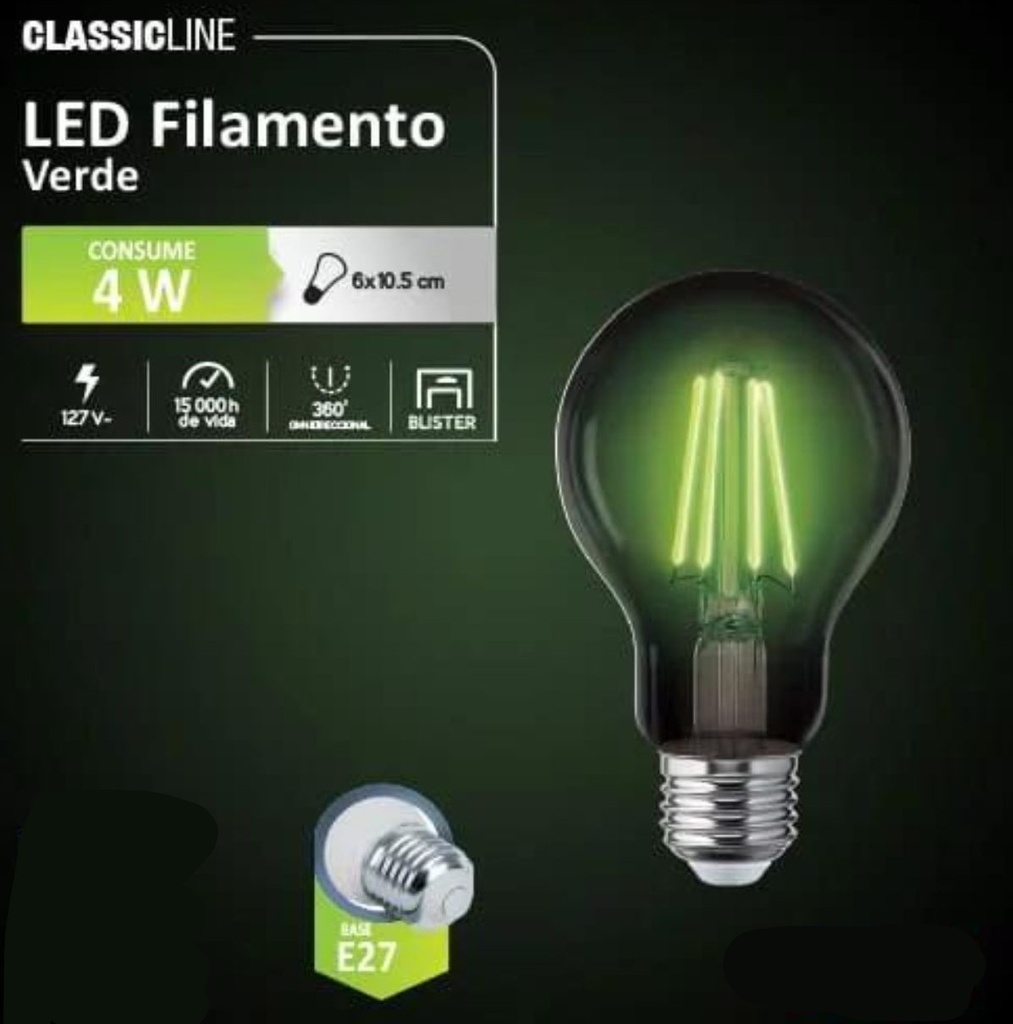 AKSI FOCO FILAMENTO A19 4W VERDE (122224)