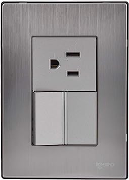 IGOTO PLACA C/1 APAGADOR ESCALERA + 1 CONTACTO PLATA (INOX1007)(E)