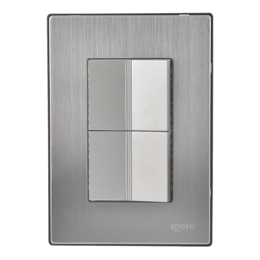 IGOTO PLACA C/2 APAGADORES SENCILLOS PLATA (INOX1010)(E)
