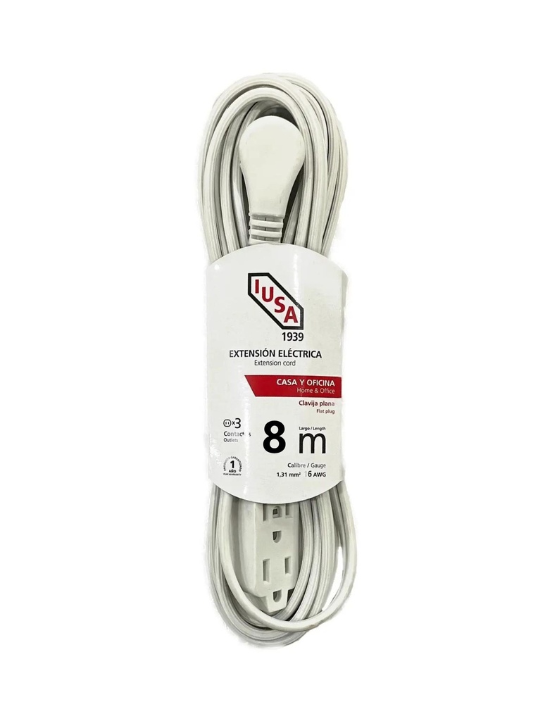 IUSA EXTENSIÓN DOMÉSTICA POLARIZADA BLANCA CLAVIJA 90° 8M (619343)(E)