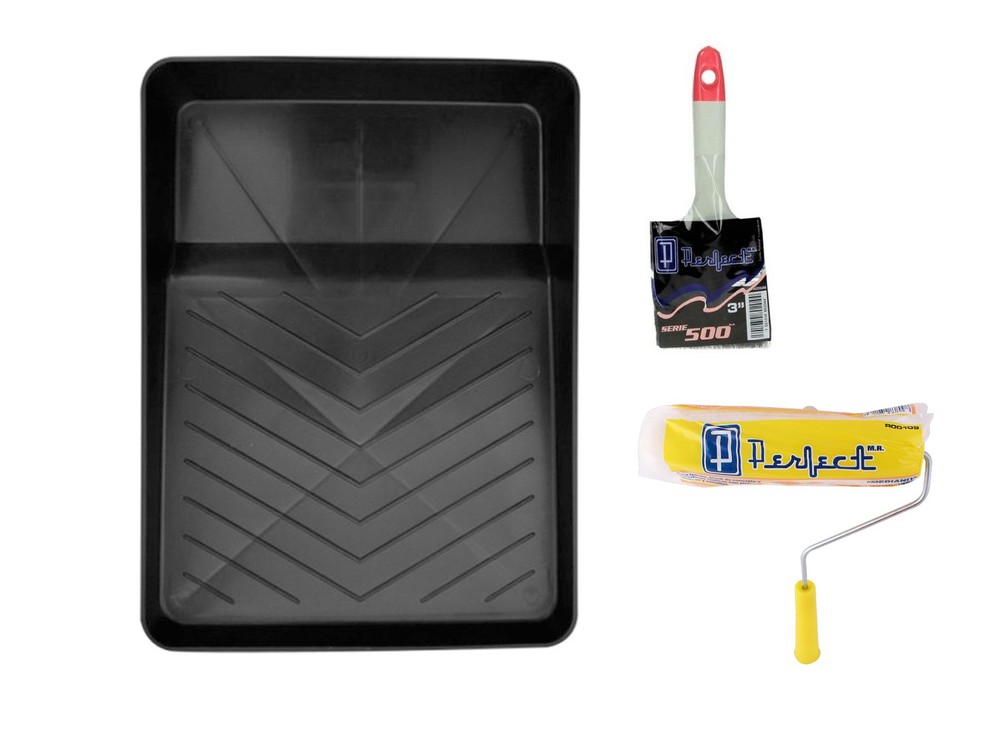 KIT FERRETERO PERFECT ECONÓMICO CHAROLA, BROCHA, RODILLO