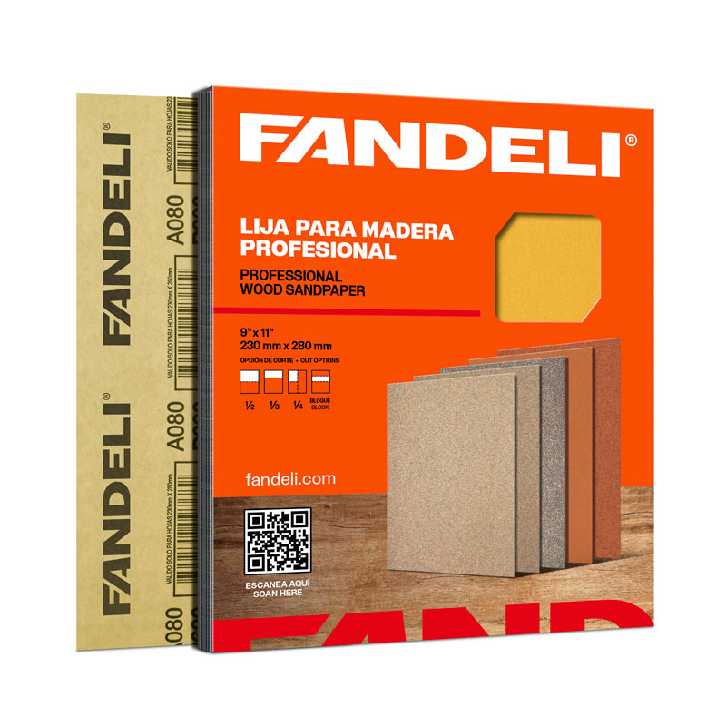 PÁQUETE C/50 PIEZAS LIJA DE ESTEARATO FANDELI A080 GRANO 180 (18248) 