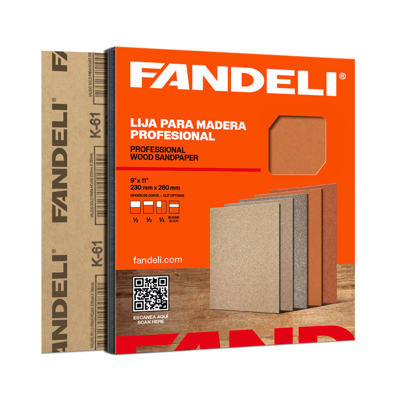 PAQUETE C/50 PIEZAS LIJA FANDELI MADERA K-61 PAIS MEDIANA (00086) 