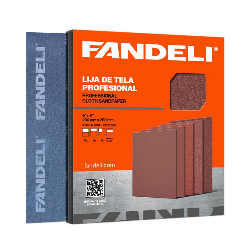 PAQUETE C/50 PIEZAS LIJA FANDELI OXALUM ROJA J-86 GRANO 180 (00077) 