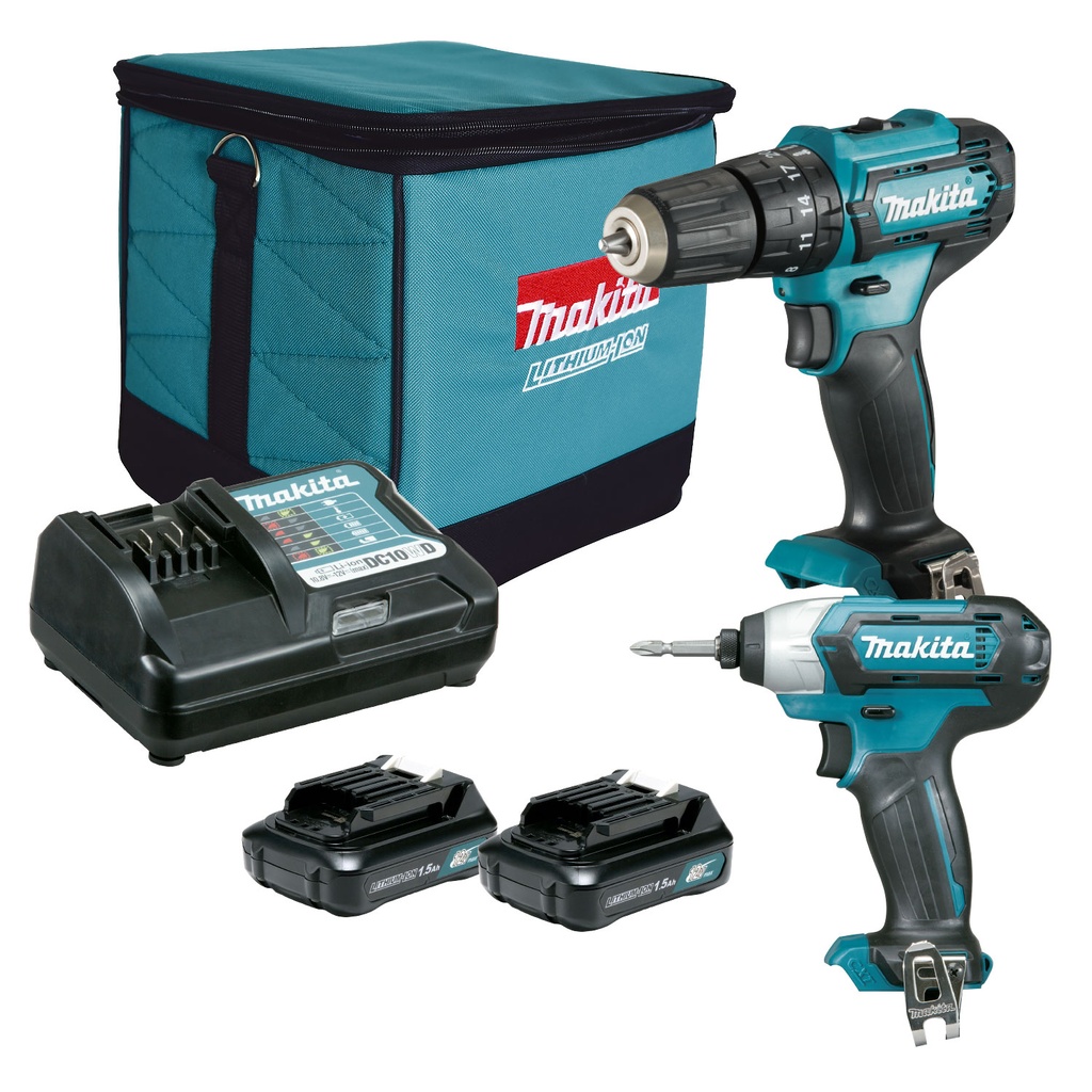COMBO MAKITA ATORNILLADOR DE IMPACTO INALÁMBRICO + ROTOMARTILLO INALÁMBRICO (CLX228)+ JUEGO DE ACCESORIOS E-06943 