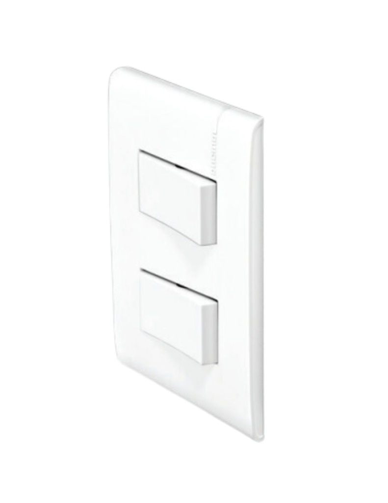 MPRO BTICINO PLACA BLANCA C/2 INTERRUPTORES SENCILLOS (E2001/2PTLAB)