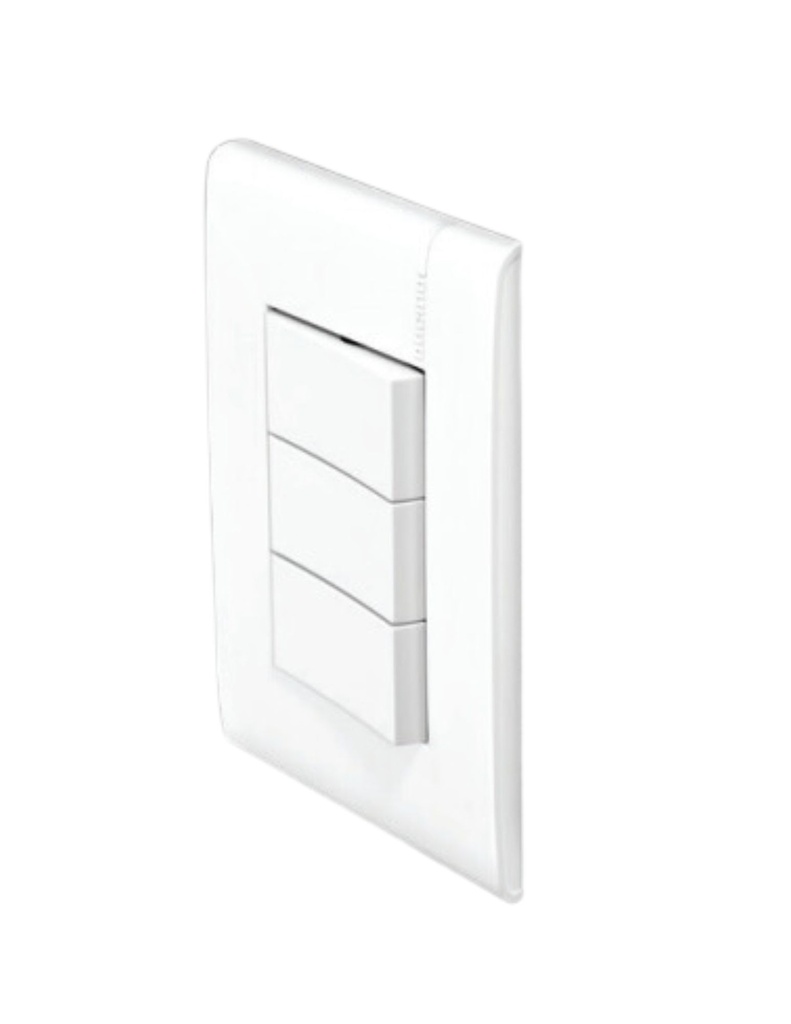 MPRO BTICINO PLACA BLANCA C/3 INTERRUPTORES SENCILLOS (E2001/3PTLAB)