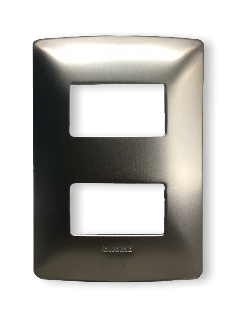 BTICINO MX PLACA ALUMINIO 2 VENTANAS CHASIS PERLA (QZ4803M2ATC) (E)