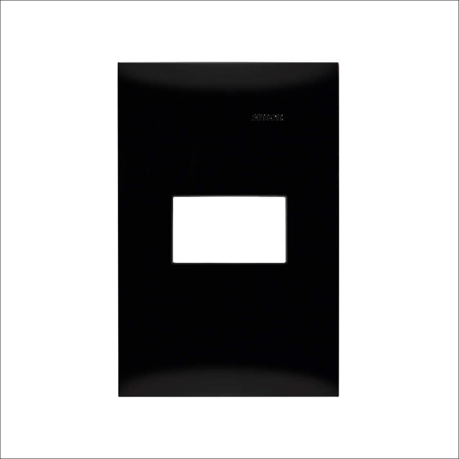 PLACA SIMON 1 VENTANA S/CHASIS NEGRO EBANO (25611-69)(E)
