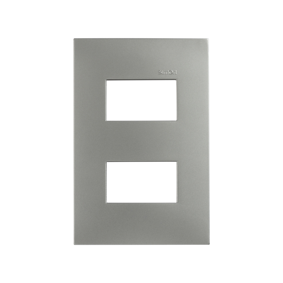 PLACA SIMON 2 VENTANAS S/CHASIS ALUMINIO MATE (25612-63)(E)