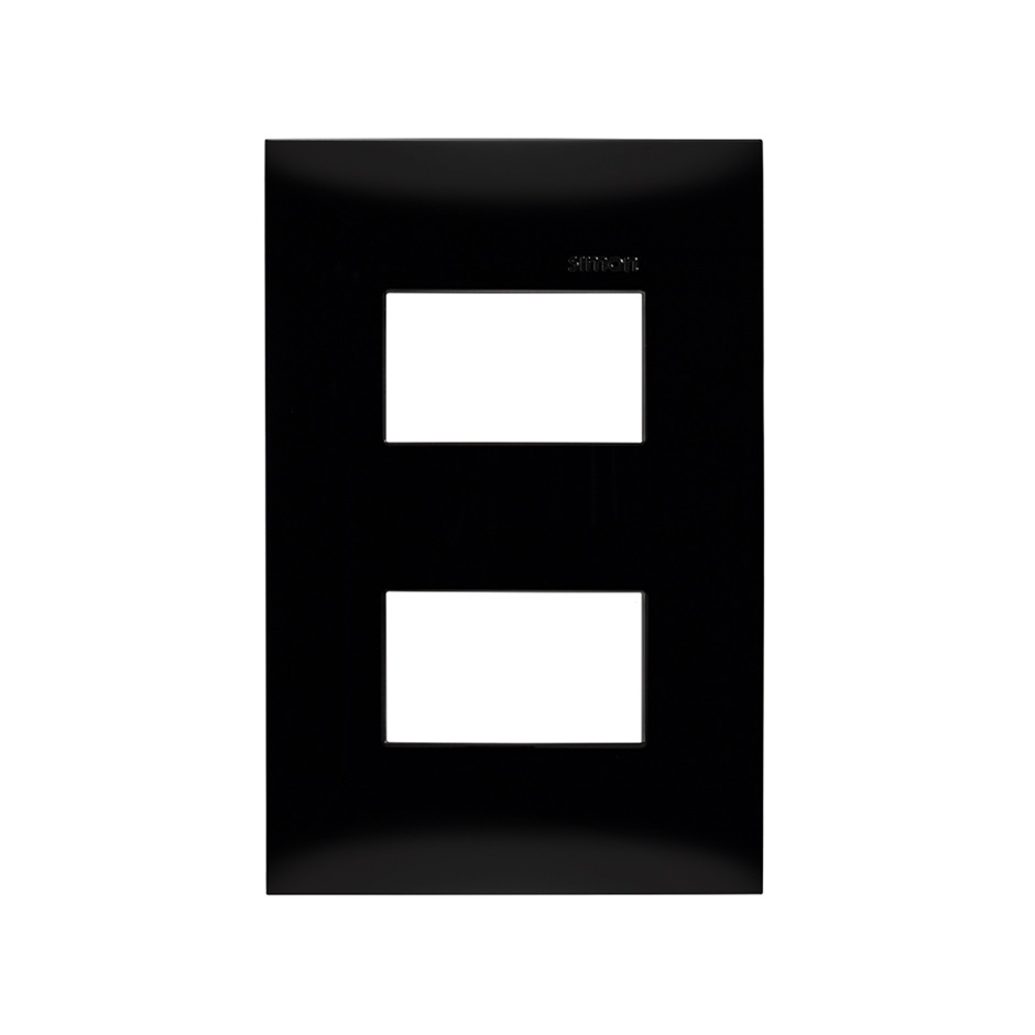 PLACA SIMON 2 VENTANAS S/CHASIS NEGRO EBANO (25612-69)(E)