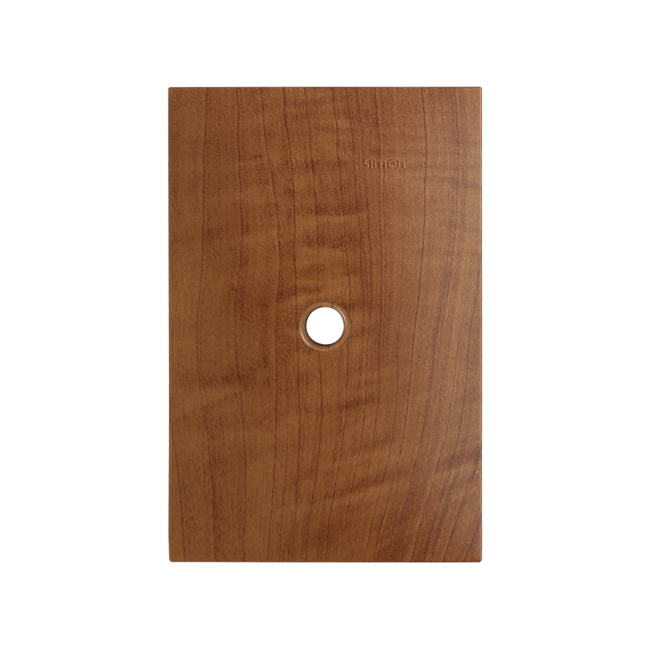 PLACA SIMON SALIDA DE CABLE MADERA ROBLE (25601-76)(E)