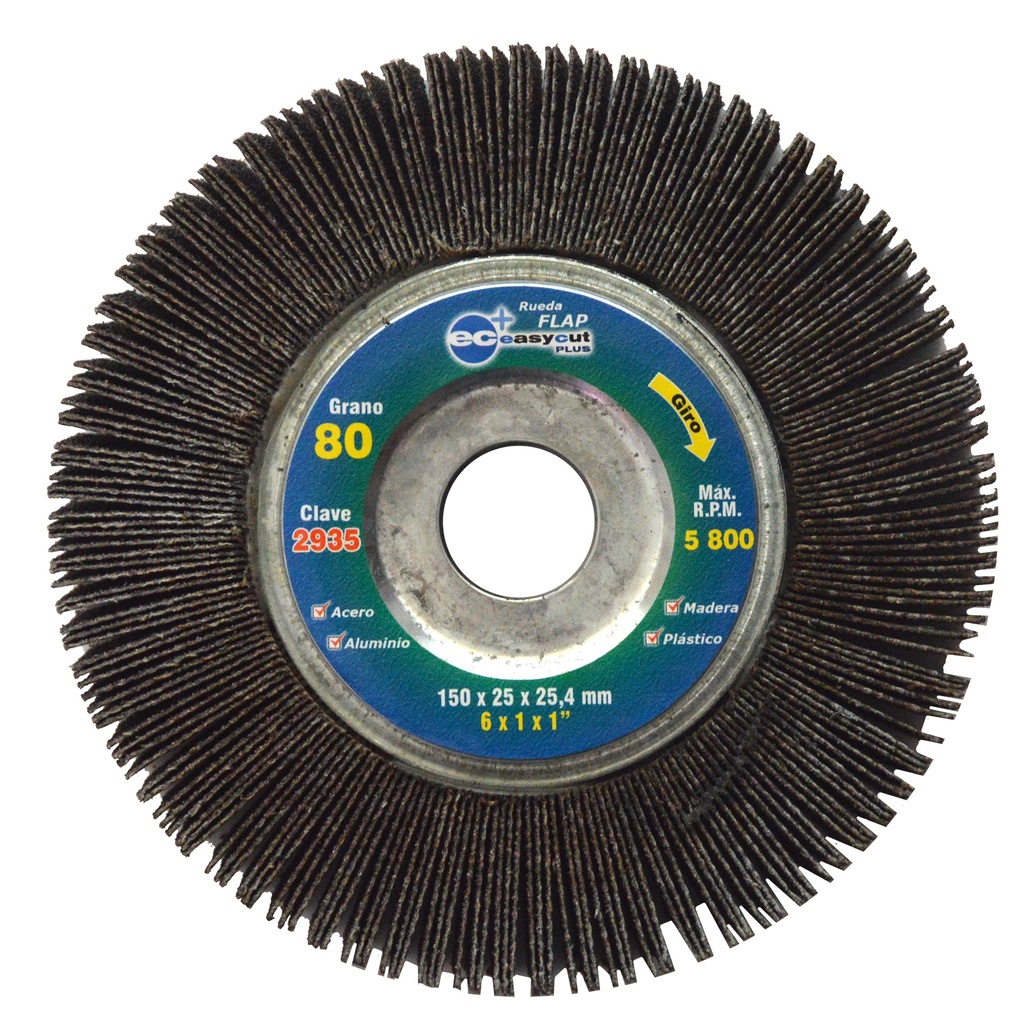 RUEDA FLAP AUSTROMEX C/CENTRO METÁLICO 6" GRANO 80 (2935)(H)