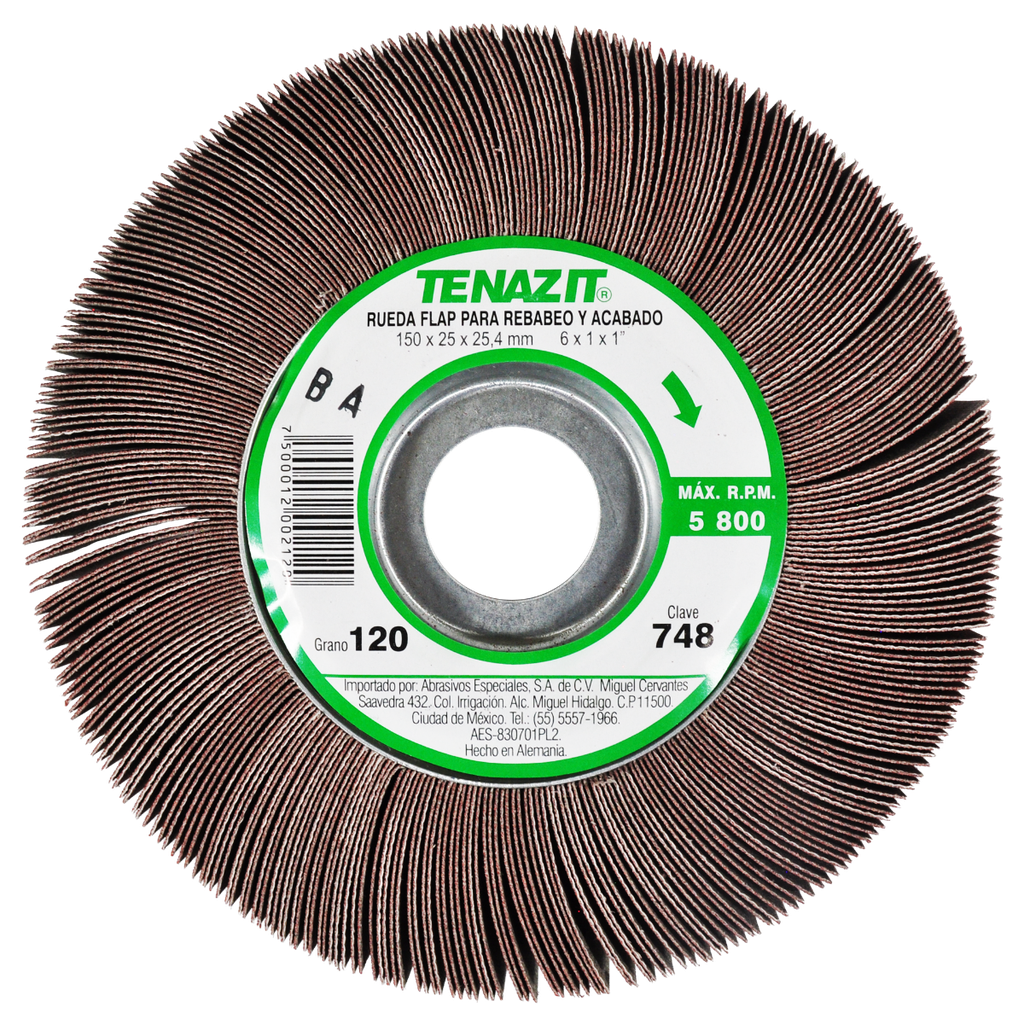 RUEDA FLAP PREMIUM AUSTROMEX C/CENTRO METÁLICO 6" GRANO 120 (748)(H)