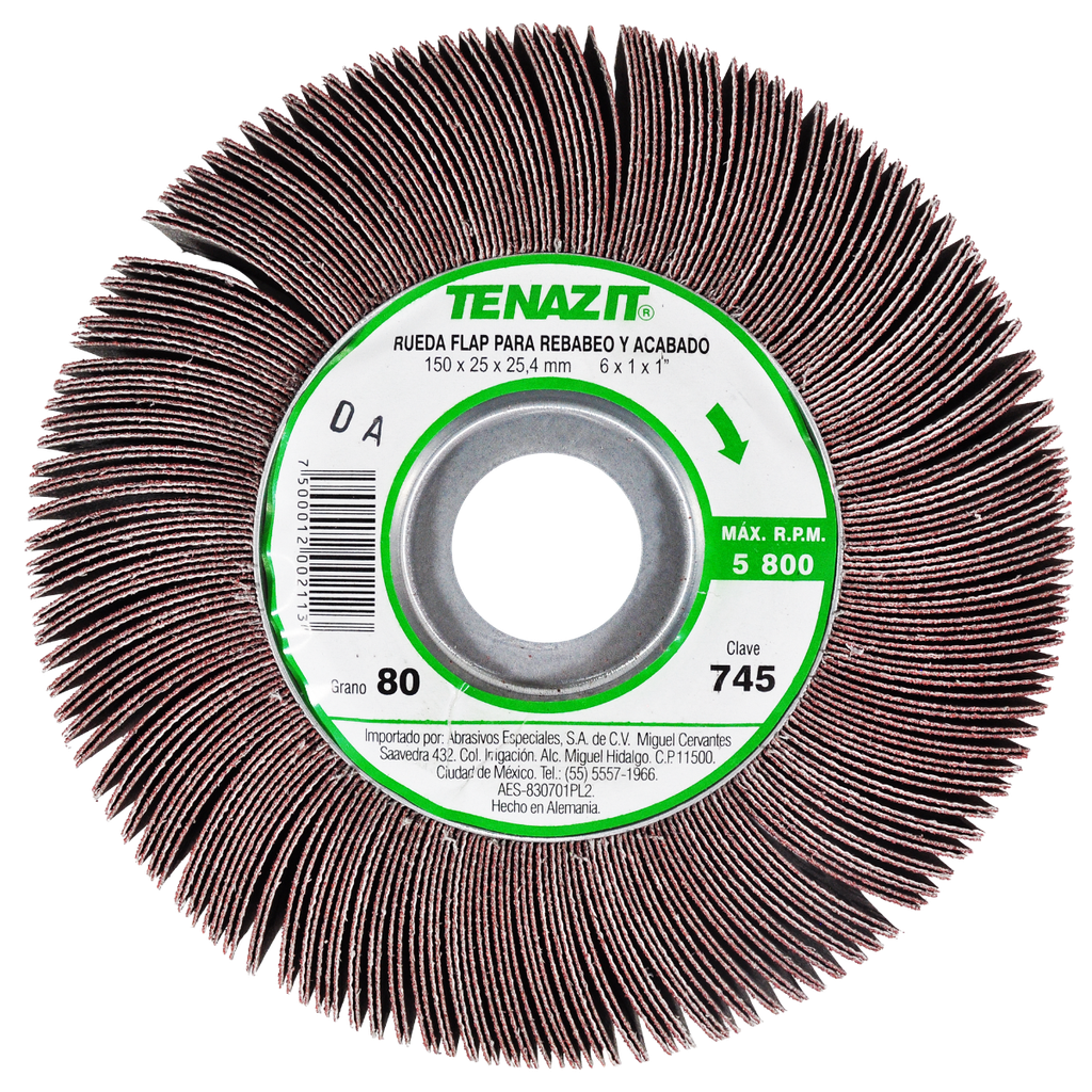 RUEDA FLAP PREMIUM AUSTROMEX C/CENTRO METÁLICO 6" GRANO 80 (745)(H)