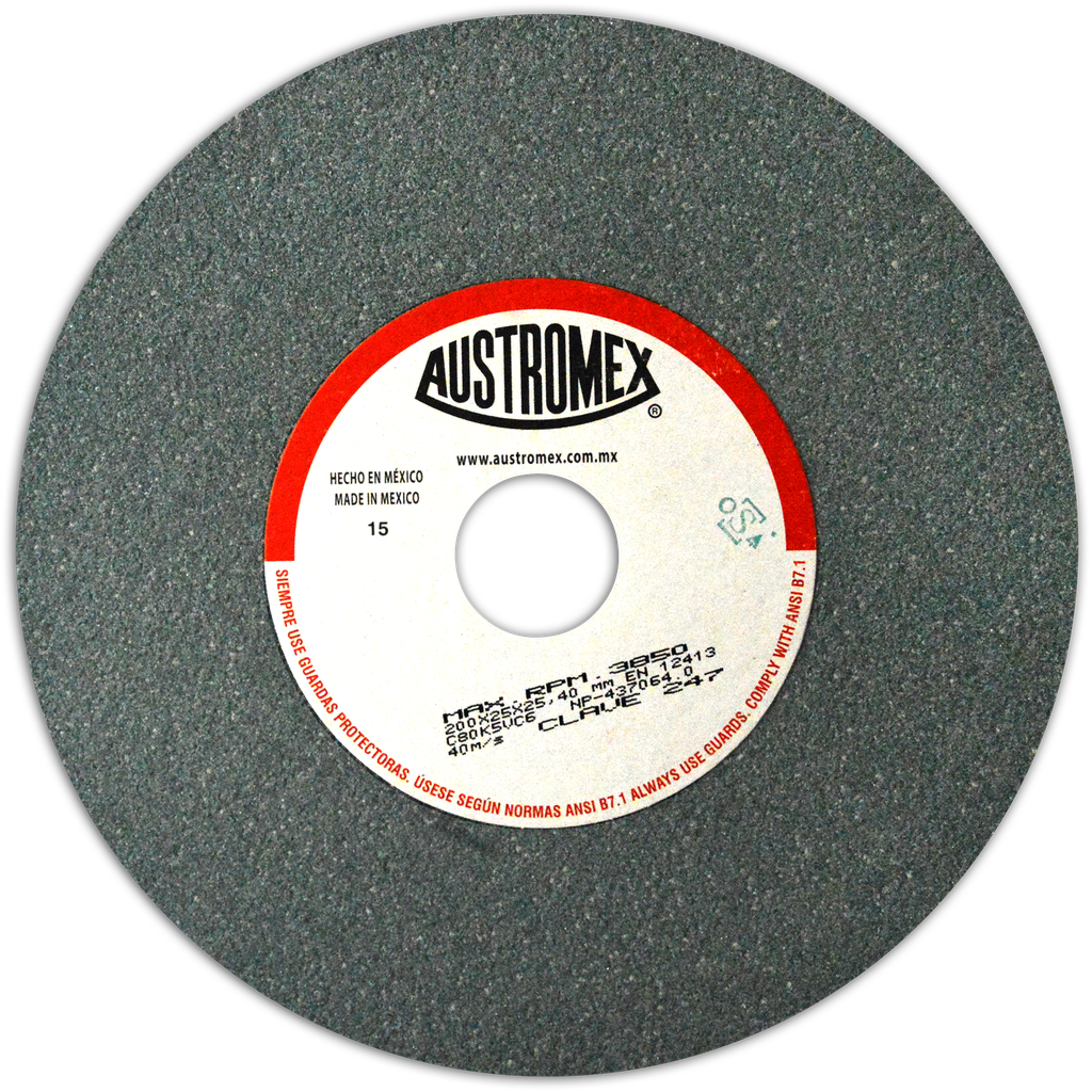 RUEDA ABRASIVA AUSTROMEX P/ESMERILAR-AFILAR 8" GRANO 80 (247)(H)