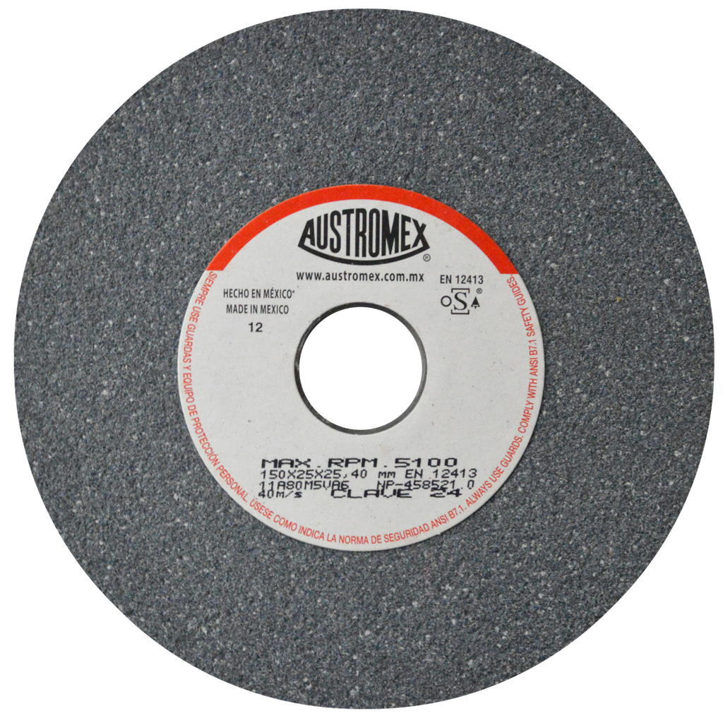 RUEDA ABRASIVA AUSTROMEX USO GENERAL 6" GRANO 80 (24) (H)