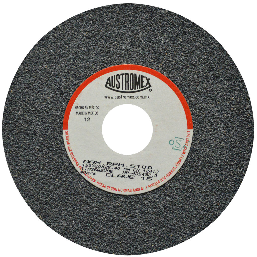 RUEDA ABRASIVA AUSTROMEX USO GENERAL 6" GRANO 36 (15) (H)