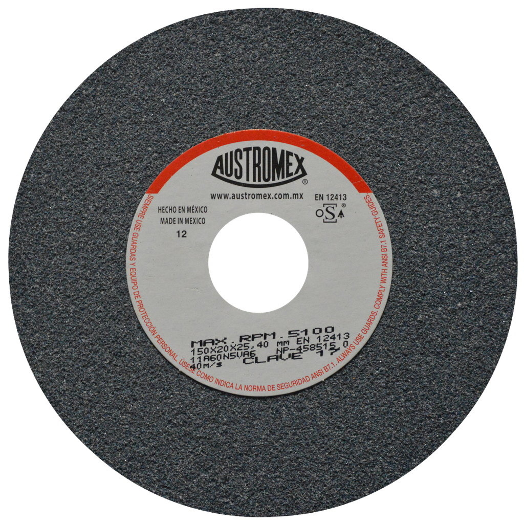 RUEDA ABRASIVA AUSTROMEX USO GENERAL 6" GRANO 60 (17) (H)
