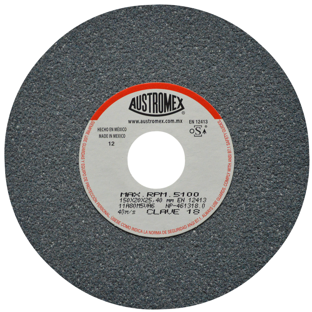 RUEDA ABRASIVA AUSTROMEX USO GENERAL 6" GRANO 80 (18) (H)
