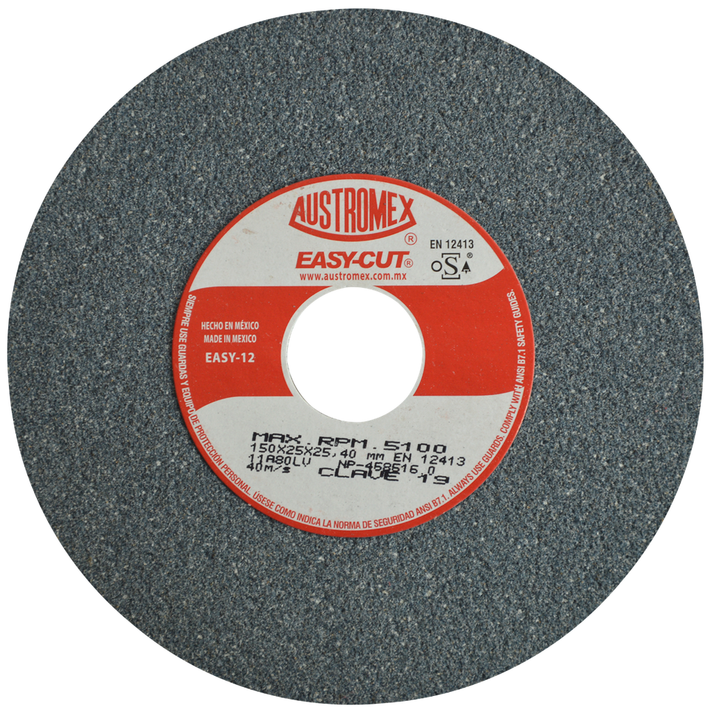 RUEDA ABRASIVA AUSTROMEX USO GENERAL 6" GRANO 80 (19) (H)