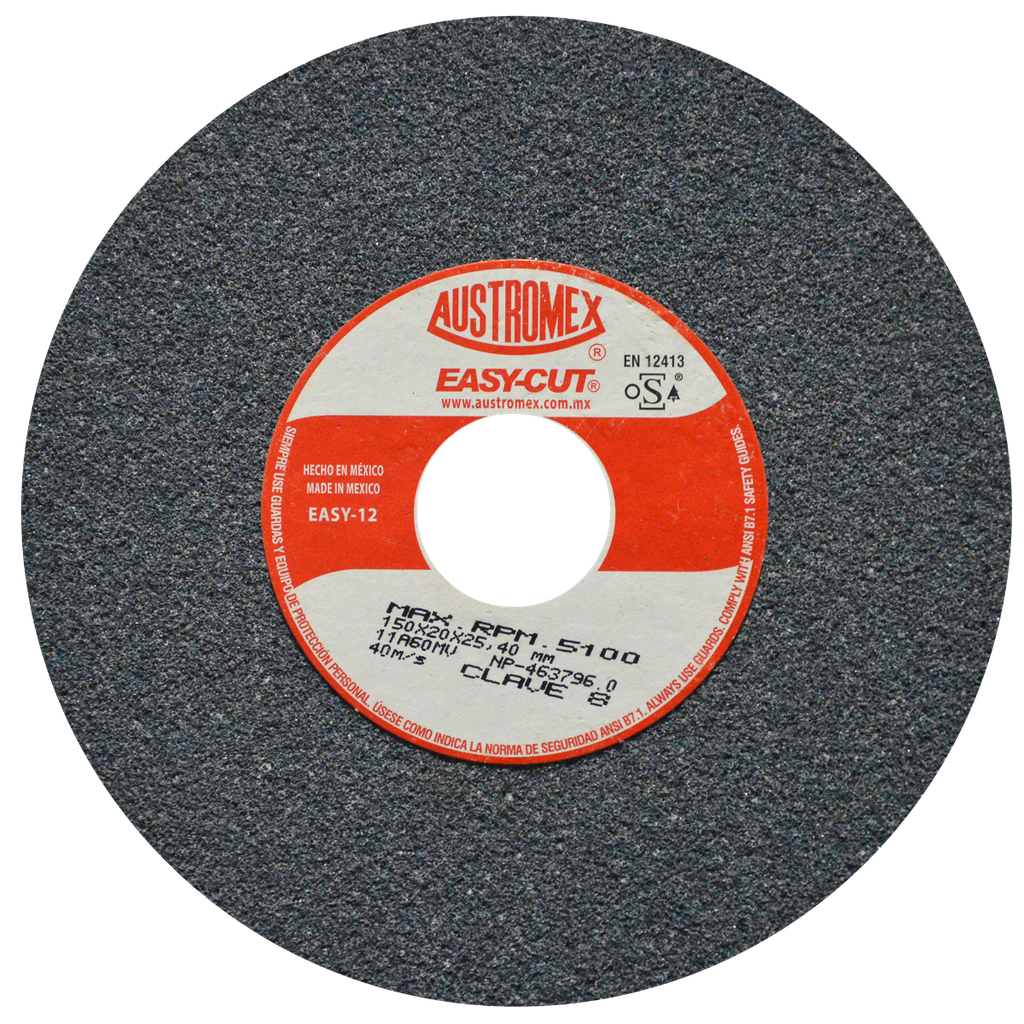 RUEDA ABRASIVA AUSTROMEX USO GENERAL 6" GRANO 60 (8) (H)