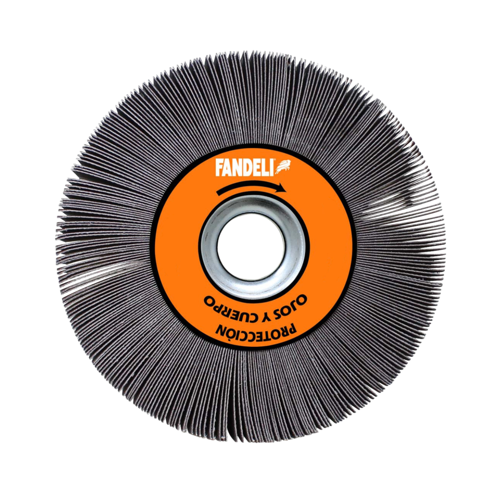 RUEDA FLAP FANDELI 6" x 1" x 1" C/BRIDA METÁLICA X-88 GRANO 180 (02063)(H)