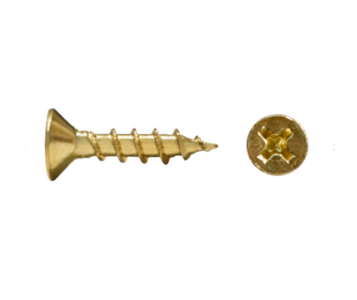 TORNILLO P/MADERA VEKER CABEZA PLANA "PHILLIPS" 6 X 1/2" LATÓN BRILLANTE B/1000PZ (15605)