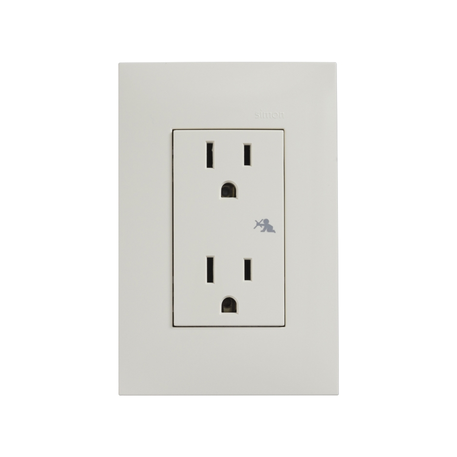 PLACA SIMON MARFIL C/TOMACORRIENTE DUPLEX 2P+T C/CHASIS (25424-61)(E)