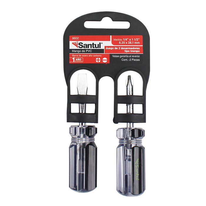 JUEGO DESARMADORES SANTUL 1/4 TIPO TROMPO C/2PZ (8602)