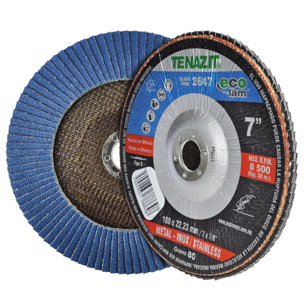 DISCO AUSTROMEX LAMINADO 7" X 7/8 GRANO 80 P/DESBASTE (2647)(H)