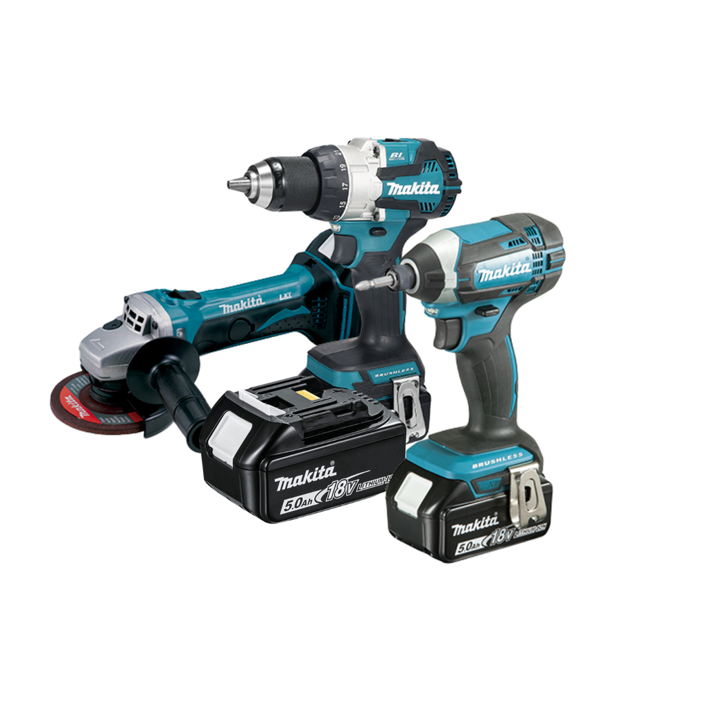 COMBO MAKITA ROTOMARTILLO 489Z + ATORNILLADOR DTD152Z + ESMERILADORA DGA452Z + 1 BATERÍA BL1850B