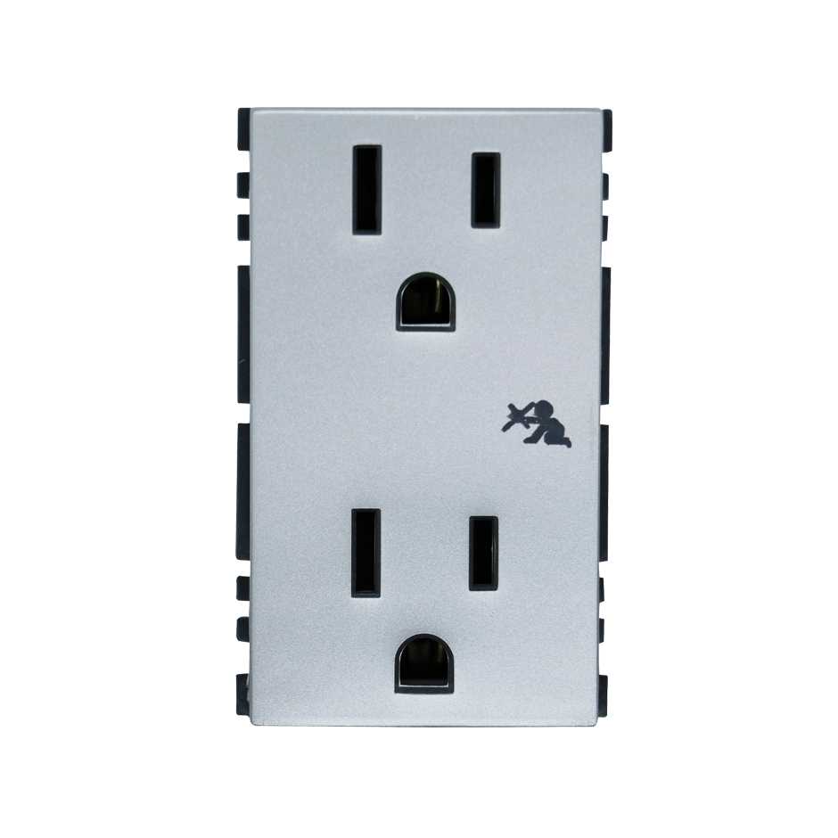 CONTACTO DUPLEX SIMON 2P+T ALUMINIO MATE (25424-33)(E)