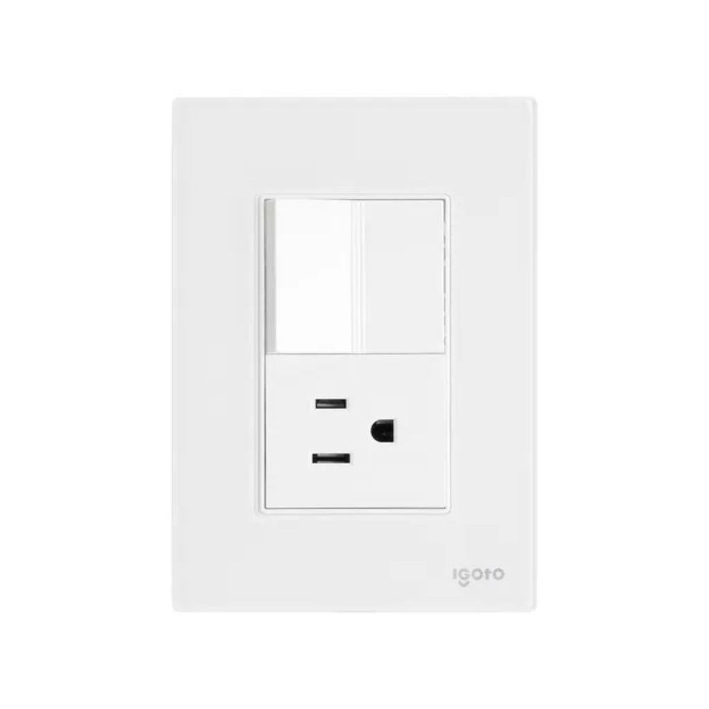 IGOTO PLACA ARMADA BLANCA C/1 APAGADOR + 1 CONTACTO DE 1 MÓDULO (CRIS1002)(E)