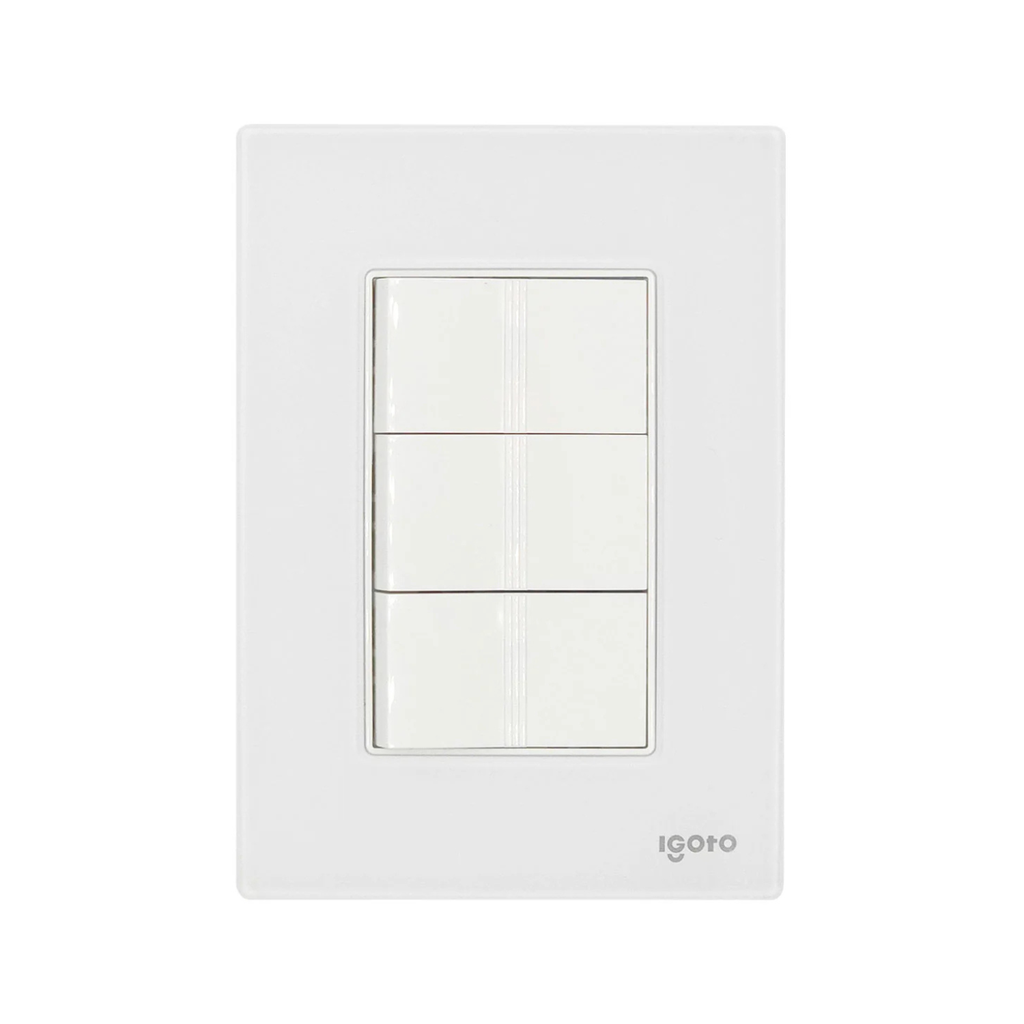 IGOTO PLACA ARMADA BLANCA C/3 APAGADORES SENCILLOS DE 1 MÓDULO (CRIS1013)(E)