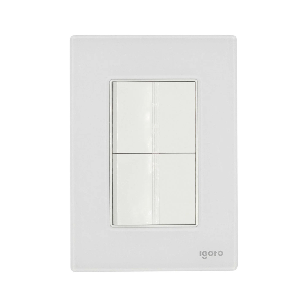 IGOTO PLACA ARMADA BLANCA C/2 APAGADORES ESCALERA DE 1.5 MÓDULOS (CRIS1014)(E)