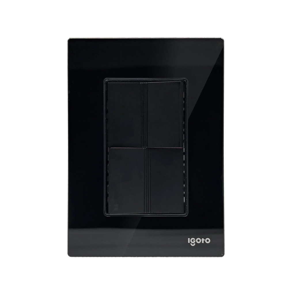 IGOTO PLACA NEGRA C/2 APAGADORES SENCILLOS DE 1.5 MÓDULOS (CRIS2010)(E)