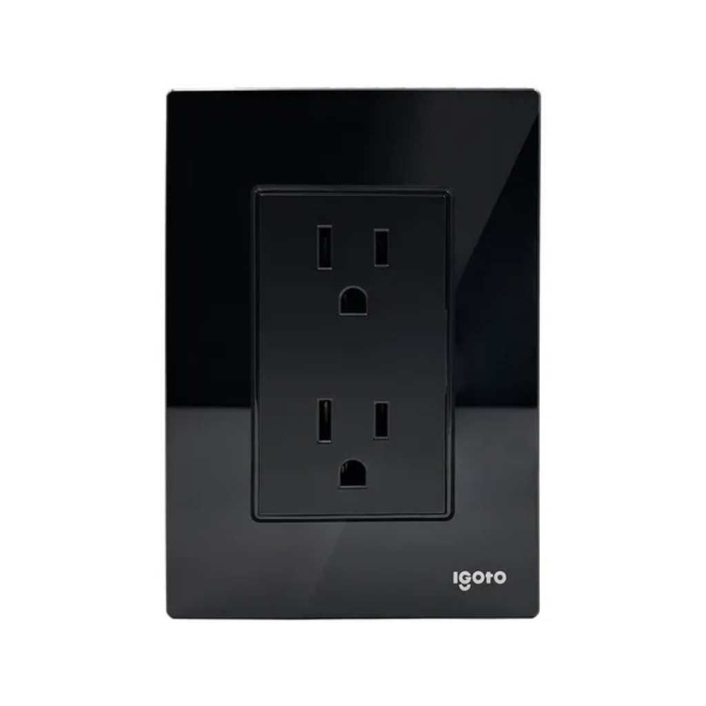 IGOTO PLACA ARMADA NEGRA C/1 CONTACTO DÚPLEX C/ FALLA A TIERRA (CRIS2024)(E)