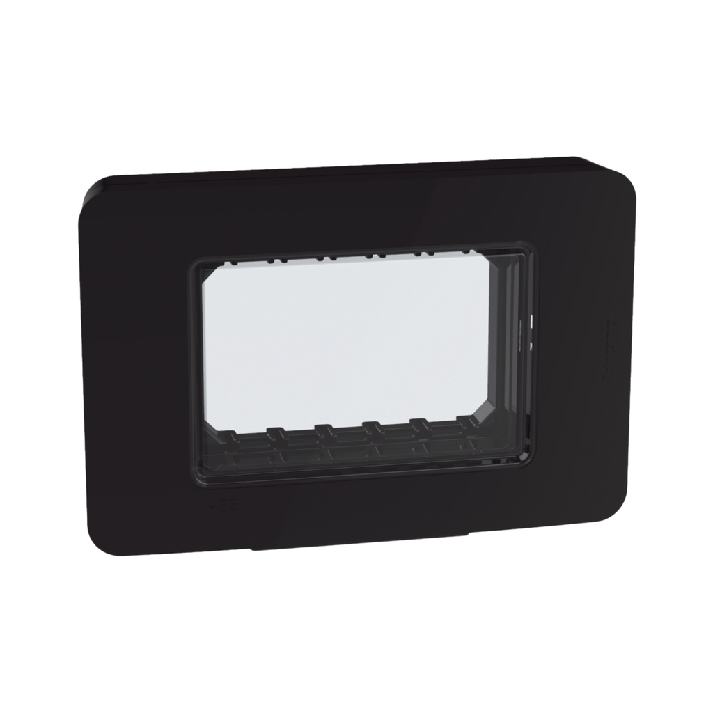 QUINZIÑO GO CAJA DE PARED NEGRO MATE P/INTEMPERIE SOBREPONER 3 MÓDULOS (28603BQ)