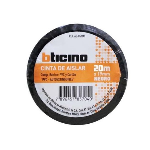 [BTVAG-20MAT] BTICINO CINTA AISLANTE NEGRA 19MM X 20M (E)