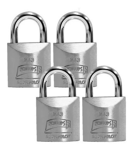 [PHCA113BP4X4] CANDADO METÁLICO PHILLIPS 113 GANCHO CORTO 4X4 BLISTER (MX1713)(H)