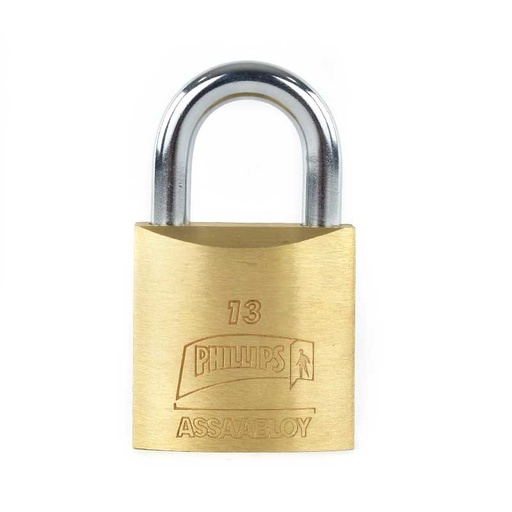 [PHCA013GC] CANDADO PHILLIPS 13 GANCHO CORTO LATÓN MACIZO (MX114)(H)