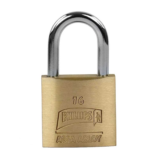 [PHCA016GC] CANDADO PHILLIPS 16 GANCHO CORTO LATÓN MACIZO (MX120)(H)