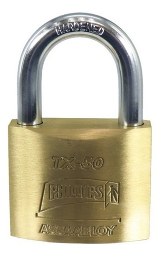 [PHCATX050] CANDADO PHILLIPS TX-50 LLAVE TETRA LATÓN MACIZO (MX454)(H)