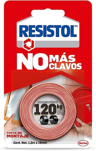 [HERNMCM120] CINTA RESISTOL NO MÁS CLAVOS ROJA 1.5M x 120KG