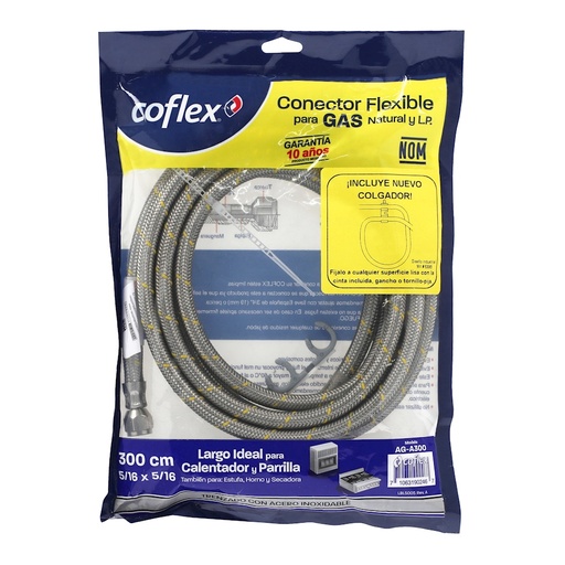 [CX-GAB300] COFLEX MANGUERA ACERO P/GAS 3/8FLARE x 3/8FLARE 3M (AG-B300)