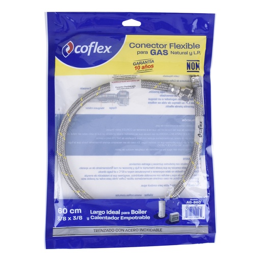 [CX-GAB060] COFLEX MANGUERA ACERO P/GAS 3/8FLARE x 3/8FLARE 60CM (AG-B60)