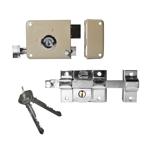 [PH-003] COMBO PHILLIPS 715 LLAVE LARGA DERECHA BEIGE + 800 LIBRE DERECHA CROMO (MX4647) (H)
