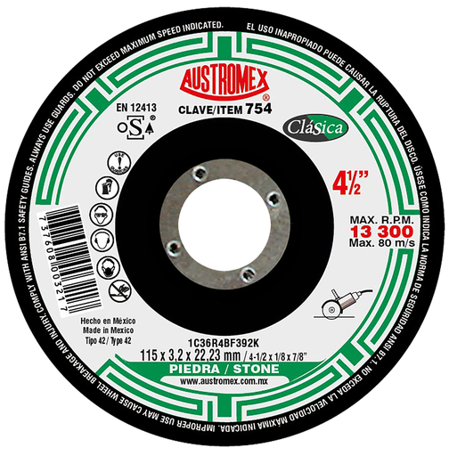 [AU064DCP0754] DISCO CAZUELA AUSTROMEX P/CORTE PIEDRA 4-1/2" (754)(H)
